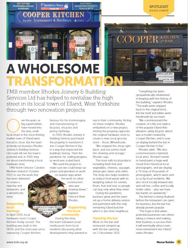 Rhodes Joinery & Building Services Featured in the FMB Magazine